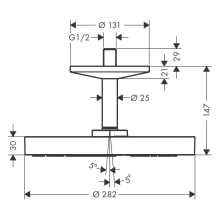 AXOR One Kopfbrause 280 1jet mit Deckenanschluss, Chrom