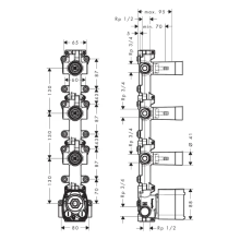 AXOR One Grundkörper für Thermostatmodul Unterputz für 3 Verbraucher