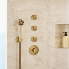 AXOR One Thermostatmodul Unterputz für 3 Verbraucher mit Kreuzgriff, Brushed Bronze