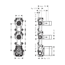 AXOR One Grundkörper für Thermostatmodul Unterputz für 2 Verbraucher