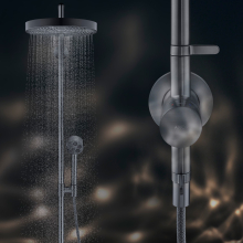 AXOR One Showerpipe mit Thermostat und Kopfbrause 280 1jet Unterputz, Polished Black Chrome