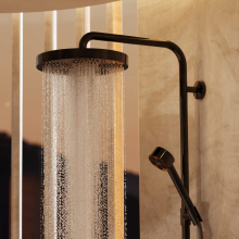 AXOR One Showerpipe mit Thermostat und Kopfbrause 280 1jet Unterputz, Polished Black Chrome