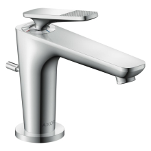 AXOR Citterio C Einhebel-Waschtischmischer 90 mit Coolstart für Handwaschbecken und Zugstangen-Ablaufgarnitur - Cubic cut, Chrom