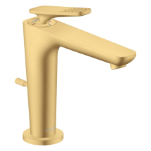 AXOR Citterio C Einhebel-Waschtischmischer 125 mit CoolStart und Zugstangen-Ablaufgarnitur - Cubic cut, Brushed Gold Optic