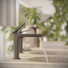 AXOR Citterio C Einhebel-Waschtischmischer 125 mit CoolStart mit Ablaufgarnitur - Cubic cut, Brushed Black Chrome