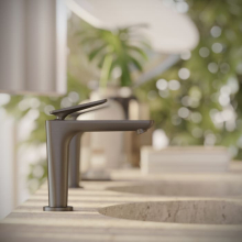 AXOR Citterio C Einhebel-Waschtischmischer 125 mit CoolStart mit Ablaufgarnitur - Cubic cut, Brushed Black Chrome