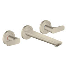 AXOR Citterio C 3-Loch Waschtischarmatur Unterputz für Wandmontage mit Auslauf 195 mm, Brushed Nickel