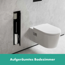 hansgrohe XtraStoris Rock Einbau Toilettenbürstenhalter mit Ablage und befliesbarer Tür, Mattschwarz