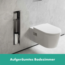 hansgrohe XtraStoris Rock Einbau Toilettenbürstenhalter mit Ablage und befliesbarer Tür, Edelstahl gebürstet