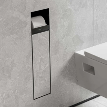 hansgrohe XtraStoris Rock Einbau Toilettenbürstenhalter mit Papierhalter und befliesbarer Tür, Mattschwarz
