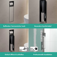 hansgrohe XtraStoris Rock Einbau Toilettenbürstenhalter mit Papierhalter und befliesbarer Tür, Mattschwarz