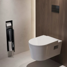 hansgrohe XtraStoris Rock Einbau Toilettenbürstenhalter mit Papierhalter und befliesbarer Tür, Mattschwarz
