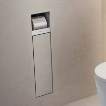 hansgrohe XtraStoris Rock Einbau Toilettenbürstenhalter mit Papierhalter und befliesbarer Tür, Mattweiß