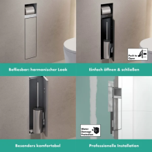 hansgrohe XtraStoris Rock Einbau Toilettenbürstenhalter mit Papierhalter und befliesbarer Tür, Mattweiß