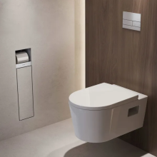 hansgrohe XtraStoris Rock Einbau Toilettenbürstenhalter mit Papierhalter und befliesbarer Tür, Mattweiß