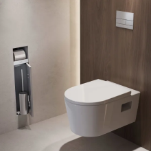 hansgrohe XtraStoris Rock Einbau Toilettenbürstenhalter mit Papierhalter und befliesbarer Tür, Mattweiß