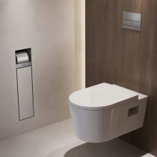 hansgrohe XtraStoris Rock Einbau Toilettenbürstenhalter mit Papierhalter und befliesbarer Tür, Edelstahl gebürstet