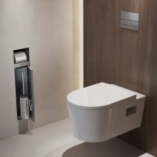 hansgrohe XtraStoris Rock Einbau Toilettenbürstenhalter mit Papierhalter und befliesbarer Tür, Edelstahl gebürstet