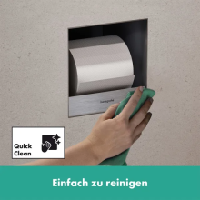 hansgrohe XtraStoris Original Einbau Toilettenpapierhalter 150/150/140, Edelstahl gebürstet