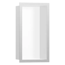 hansgrohe XtraStoris Individual Wandnische Mattweiß mit Designrahmen 300/150/100, Edelstahl gebürstet