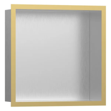 hansgrohe XtraStoris Individual Wandnische Edelstahl gebürstet mit Designrahmen 300/300/100, Polished Gold Optic
