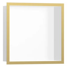 hansgrohe XtraStoris Individual Wandnische Mattweiß mit Designrahmen 300/300/100, Polished Gold Optic