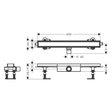 hansgrohe RainDrain Compact Komplettset Duschrinne 600 befliesbar für flache Installation