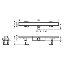 hansgrohe RainDrain Compact Komplettset Duschrinne 700 befliesbar für flache Installation