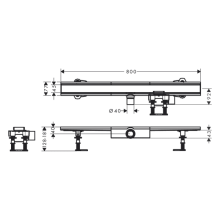 hansgrohe RainDrain Compact Komplettset Duschrinne 800 für flache Installation, Edelstahl gebürstet