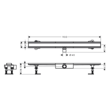 hansgrohe RainDrain Compact Komplettset Duschrinne 900 für flache Installation, Edelstahl gebürstet