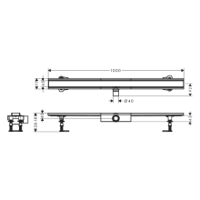 hansgrohe RainDrain Compact Komplettset Duschrinne 1000 für flache Installation, Edelstahl gebürstet