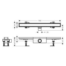 hansgrohe RainDrain Compact Komplettset Duschrinne 700 befliesbar für Standardinstallation