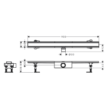 hansgrohe RainDrain Compact Komplettset Duschrinne 900 für Standardinstallation, Edelstahl gebürstet