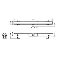 hansgrohe RainDrain Compact Komplettset Duschrinne 1000 für Standardinstallation, Edelstahl gebürstet