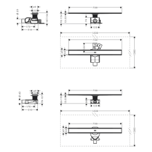 hansgrohe RainDrain Allround Komplettset Duschrinne 700 für Standard-/flache Installation, Edelstahl gebürstet