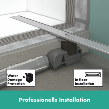 hansgrohe RainDrain Allround Komplettset Duschrinne 700 für Standard-/flache Installation, Edelstahl gebürstet