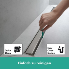 hansgrohe RainDrain Allround Komplettset Duschrinne 900 für Standard-/flache Installation, Edelstahl gebürstet