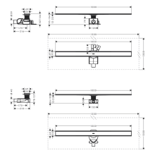 hansgrohe RainDrain Allround Komplettset Duschrinne 1000 für Standard-/flache Installation, Edelstahl gebürstet