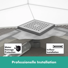hansgrohe RainDrain Point Komplettset Punktablauf 100/100, Edelstahl gebürstet
