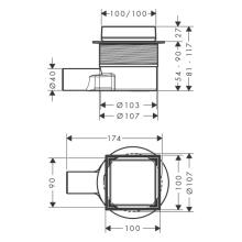 hansgrohe RainDrain Point Komplettset Punktablauf 100/100 rückseitig befliesbar, Mattschwarz