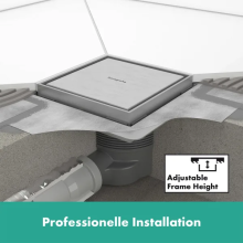hansgrohe RainDrain Brilliance Komplettset Punktablauf 100/100 rückseitig befliesbar, Edelstahl gebürstet