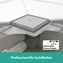 hansgrohe RainDrain Brilliance Komplettset Punktablauf 150/150 rückseitig befliesbar, Edelstahl gebürstet