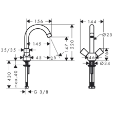 hansgrohe Logis 2-Griff Waschtischarmatur 150 ohne Ablaufgarnitur, Chrom