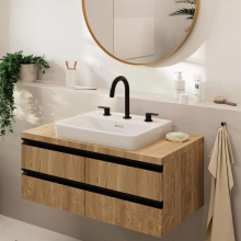 hansgrohe Vernis Blend 3-Loch Waschtischarmatur mit Zugstangen-Ablaufgarnitur, Mattschwarz