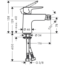hansgrohe Talis E Einhebel-Bidetmischer mit Push-Open Ablaufgarnitur, Chrom