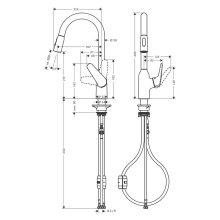 hansgrohe Focus M42 Einhebel-Küchenmischer 220, Ausziehbrause, 2jet, Edelstahl Finish