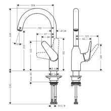hansgrohe Focus M42 Einhebel-Küchenmischer 220, 1jet, Edelstahl Finish