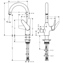 hansgrohe Focus M42 Einhebel-Küchenmischer 220, Geräteabsperrventil, 1jet, Chrom