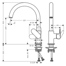 hansgrohe Vernis Blend M35 Einhebel-Küchenmischer 210, 1jet, Chrom