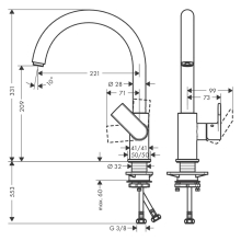 hansgrohe Vernis Shape M35 Einhebel-Küchenmischer 210, 1jet, Mattschwarz